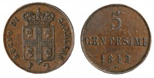 CARLO ALBERTO (1831-1849) - 5 centesimi ... 