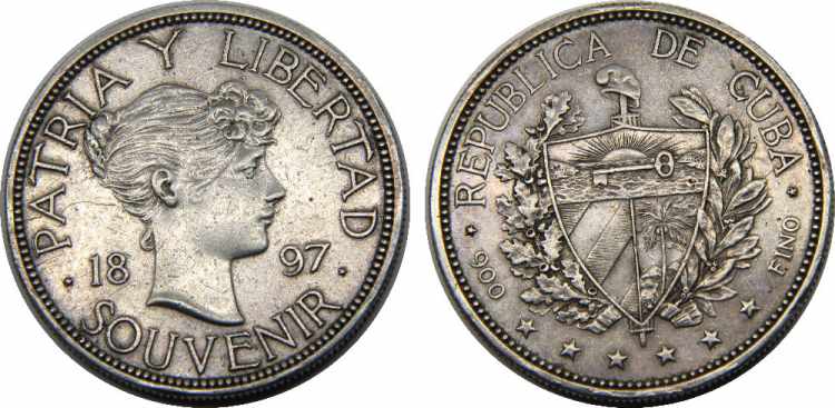 CUBA 1897 Peso Souvenir type ... 