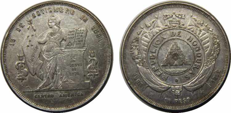 HONDURAS 1882 Republic 1 PESO ... 