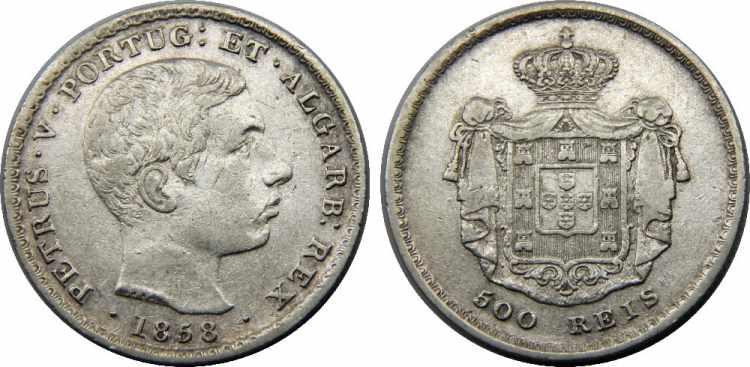 PORTUGAL 1858 Pedro V,Kingdom 500 ... 