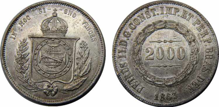 BRAZIL 1863 Pedro II,Empire 2000 ... 