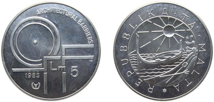 Malta Republic 1983 5 Liri ... 
