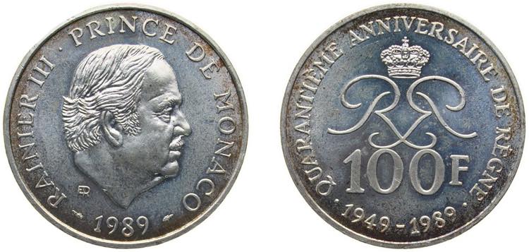 Monaco Principalty 1989 100 Francs ... 