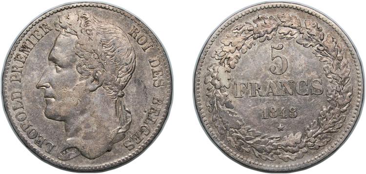 Belgium Kingdom 1848 5 Francs - ... 
