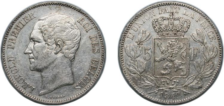 Belgium Kingdom 1849 5 Francs - ... 