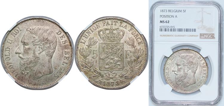 Belgium Kingdom 1873 5 Francs - ... 