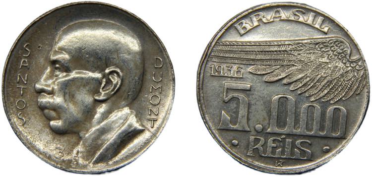 BRAZIL 1936 5000 RÉIS SILVER ... 