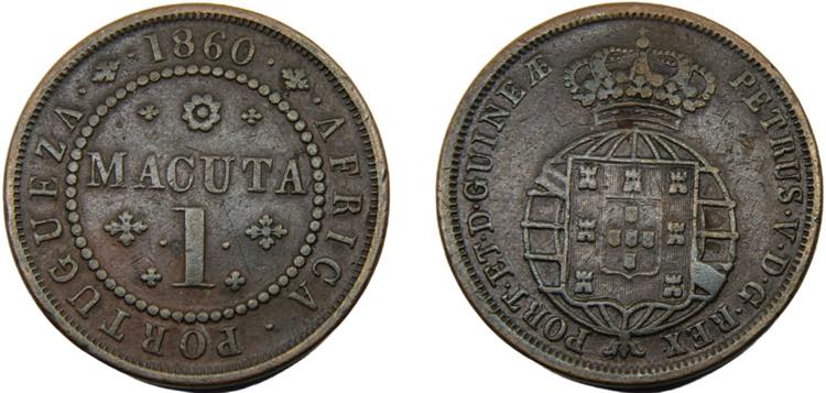 ANGOLA Pedro V 1860 1 MACUTA ... 