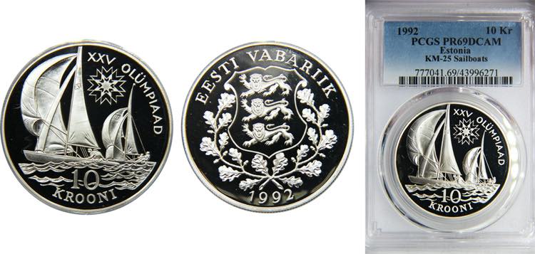 ESTONIA 1992 10 KROONI Silver PCGS ... 