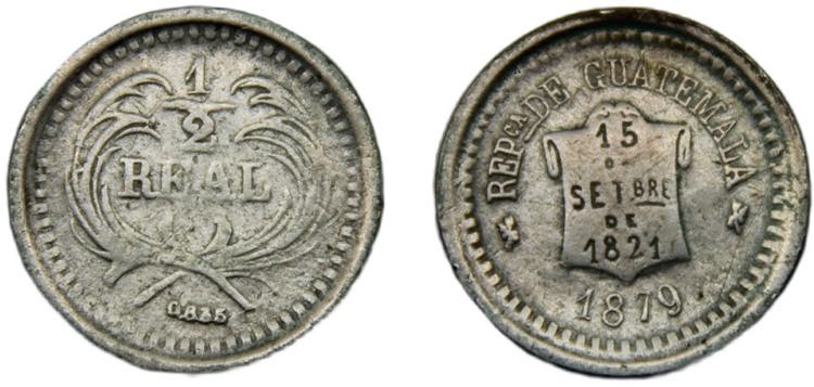 GUATEMALA 1879 ½ REAL SILVER ... 