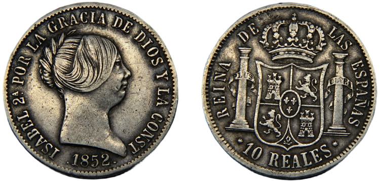 SPAIN Isabel II 1852 10 REALES ... 