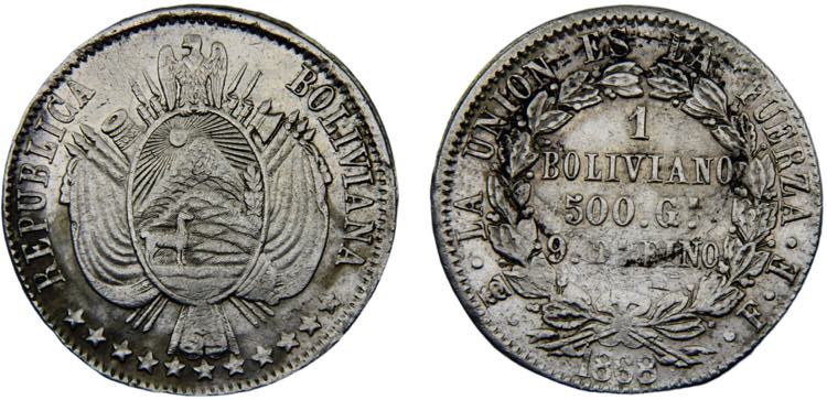 Bolivia Republic 1 Boliviano 1868 ... 
