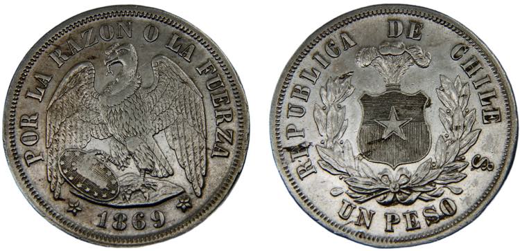 Chile Republic 1 Peso 1869 So ... 