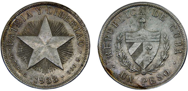Cuba First Republic 1 Peso 1933 ... 