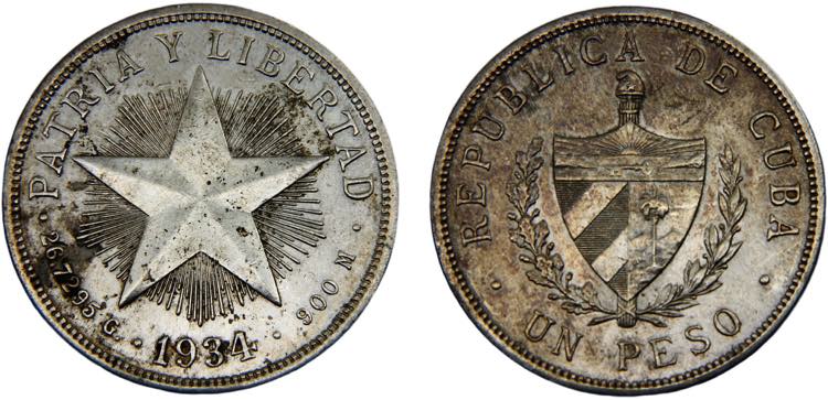 Cuba First Republic 1 Peso 1934 ... 