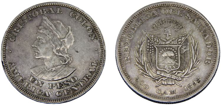 El Salvador Republic 1 Peso 1893 ... 