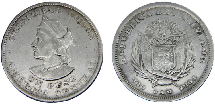 El Salvador Republic 1 Peso 1894 ... 