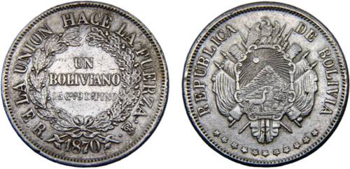 Bolivia Republic 1 Boliviano 1870 ... 