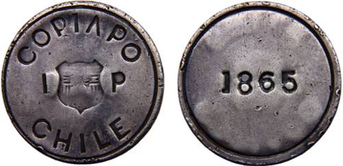 Chile Republic Copiapo 1 Peso 1865 ... 