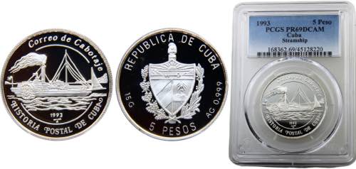 Cuba  Republic  5 Pesos 1993 ... 