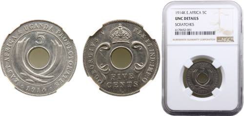 EastAfrica  George V  5 Cents 1914 ... 