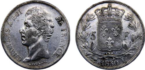 France Kingdom Charles X 5 Francs ... 