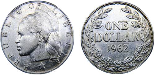 Liberia Republic 1 Dollar 1962 ... 