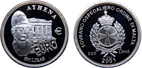 Order of Malta 500 Liras 2001 ... 