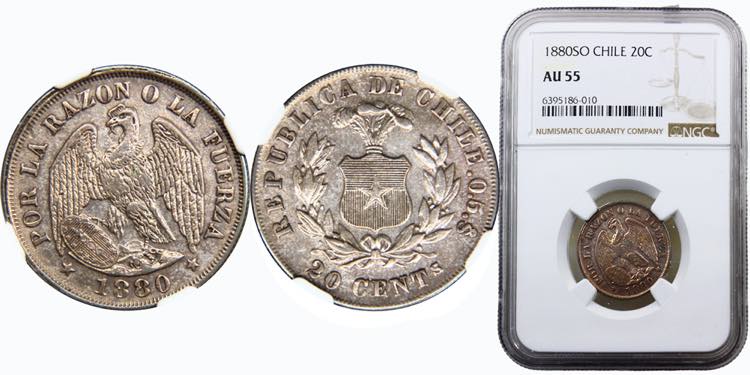 Chile Republic 20 Centavos 1880 So ... 