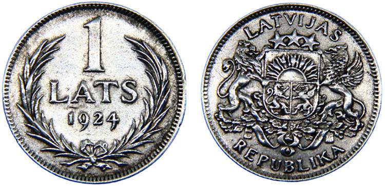 Latvia Republic 1 Lats 1924 Royal ... 