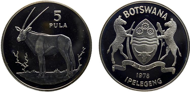 Botswana Republic 5 Pula 1978 ... 