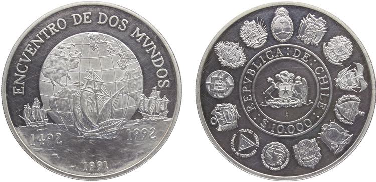 Chile Republic 10000 Pesos 1991 So ... 