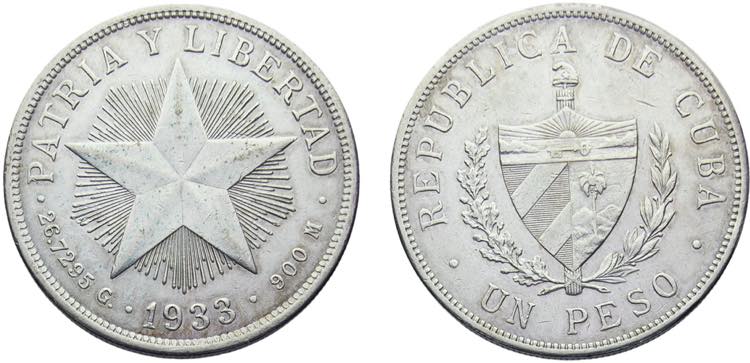 Cuba First Republic 1 Peso 1933 ... 