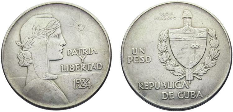 Cuba First Republic 1 Peso 1934 ... 