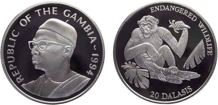 Gambia Republic 20 Dalasis 1994 ... 