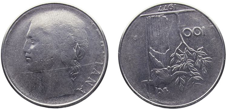 Italy Republic 100 Lire 1977 R ... 