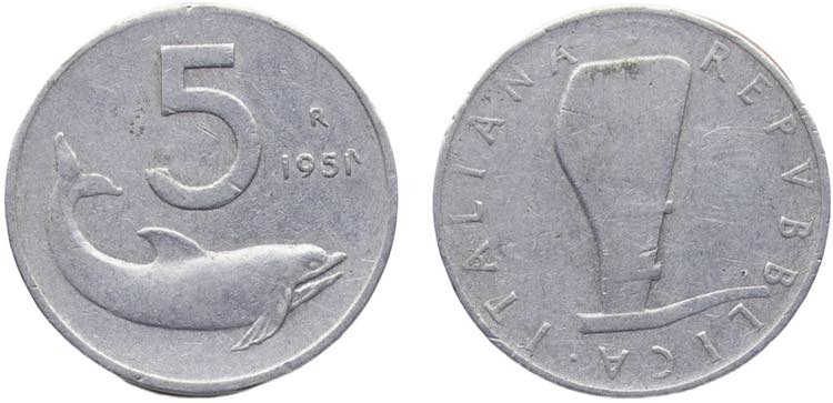 Italy Republic 5 Lire 1951 R Rome ... 