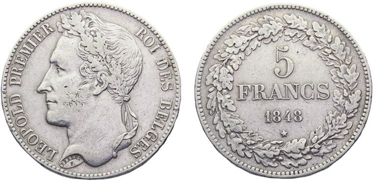 Belgium Kingdom Leopold I 5 Francs ... 