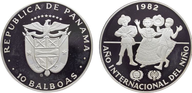 Panama Republic 10 Balboas 1982 ... 
