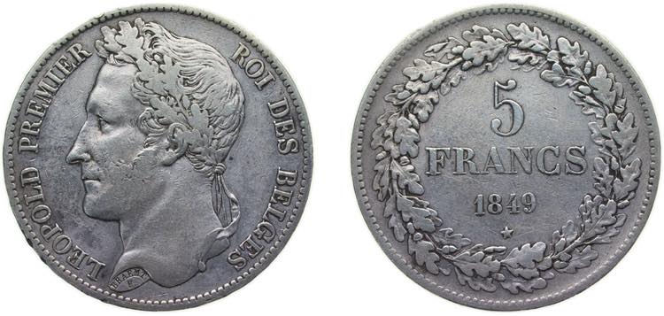 Belgium Kingdom 1849 5 Francs - ... 