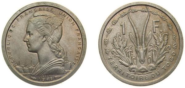 Togo French Mandate 1948 1 Franc ... 