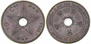 CONGO 1894 Leopold II,Free State 10 CENTIMES ... 
