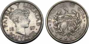 CUBA 1897 Peso Souvenir type III,Very ... 