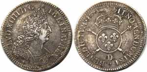 FRANCE 1702 D Louis XIV,Kingdom,Lyon mint ... 