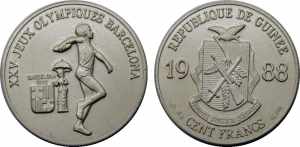 GUINEA 1988 Republic,1992 Summer Olympics in ... 