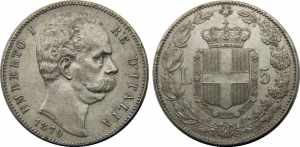 ITALY 1879 R Umberto I,Kingdom,Rome mint 5 ... 