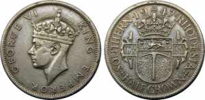 SOUTH RHODESIA 1947 George VI ,British 1/2 ... 