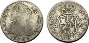 SPAIN 1786 M DV Carlos III,Kingdom,Madrid ... 