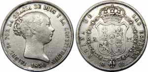 SPAIN 1850 M CL Isabel II,Kingdom,Madrid ... 
