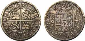 SPAIN 1738 M JF Felipe V,Kingdom,Madrid mint ... 